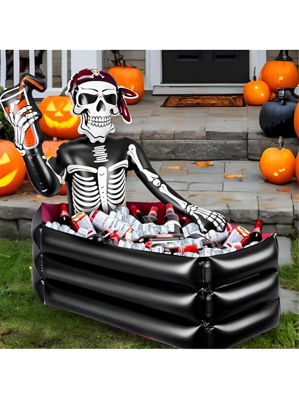39 Inch Halloween Inflatable Decorations Skeleton Drink Cooler